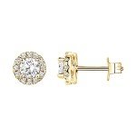 PAVOI Gold Plated Round Halo Zirconia Stud Earrings