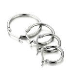 Cute Silver-Tone Stainless Steel Hoop Earrings Set
