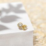 PAVOI Gold Plated Round Halo Zirconia Stud Earrings