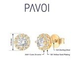 PAVOI Gold Plated Round Halo Zirconia Stud Earrings