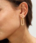 14K Gold Plated Twisted Huggie Dangle Earrings