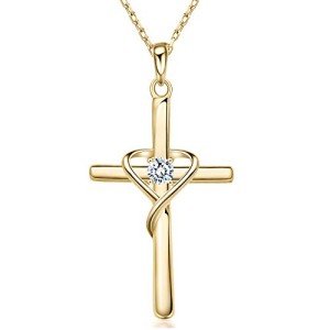 Sterling Silver Cross Necklace with Gold Plating