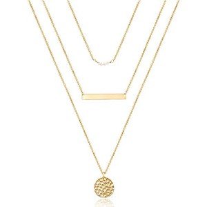 Dainty Layering Bar & Hammered Disc Necklace