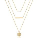 Dainty Layering Bar & Hammered Disc Necklace