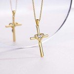 Sterling Silver Cross Necklace with Gold Plating