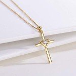 Sterling Silver Cross Necklace with Gold Plating