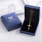 Sterling Silver Cross Necklace with Gold Plating