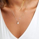 Dainty Layering Bar & Hammered Disc Necklace