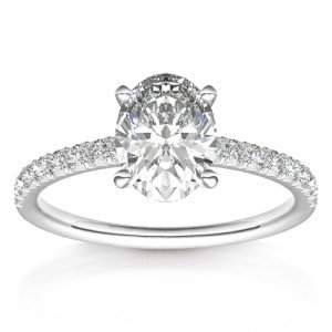 PAVOI 14K Gold Plated Oval Engagement Ring