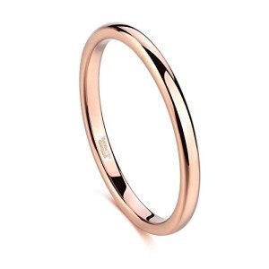 Rose Gold 2mm Thin Tungsten Wedding Band Size 8