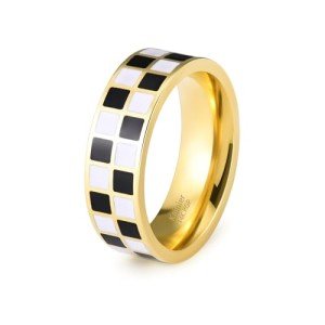 Kainier 14k Gold Plated Checkerboard Ring