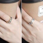 Kainier 14k Gold Plated Checkerboard Ring