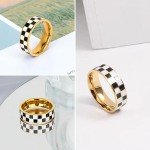 Kainier 14k Gold Plated Checkerboard Ring