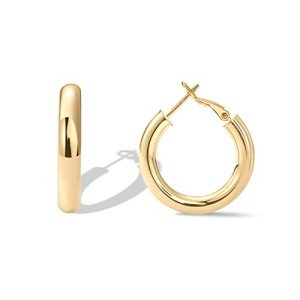 14K Gold Plated Chunky Hoop Earrings for Women
