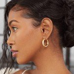 14K Gold Plated Chunky Hoop Earrings for Women
