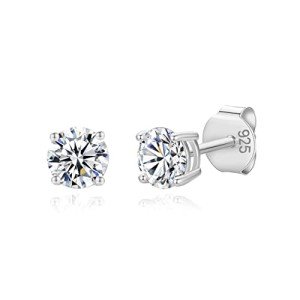 Rhodium Plated Sterling Silver CZ Stud Earrings