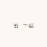 Rhodium Plated Sterling Silver CZ Stud Earrings