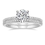 EAMTI 1.25CT Sterling Silver Bridal Ring Set
