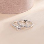 EAMTI 1.25CT Sterling Silver Bridal Ring Set