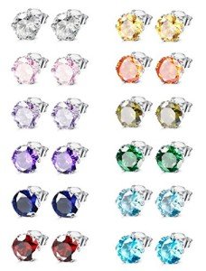 Colorful Birthstone Stud Earrings for Sensitive Ears