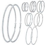 Sparkly Gold & Silver Crystal Hoop Earrings Set
