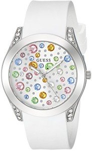 GUESS Silver-Tone Multi-Colored Crystal Watch