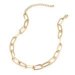 Chunky Gold Plated Paperclip Link Necklace for Women