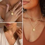 Gold Initial C Layering Necklace for Women