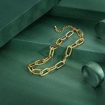 Chunky Gold Plated Paperclip Link Necklace for Women
