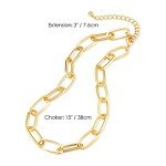 Chunky Gold Plated Paperclip Link Necklace for Women