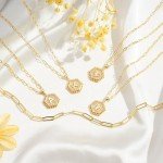 Gold Initial C Layering Necklace for Women