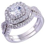 Elegant 925 Sterling Silver Wedding Engagement Ring Set
