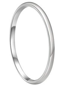 Thin White Tungsten Wedding Band Ring for Couples