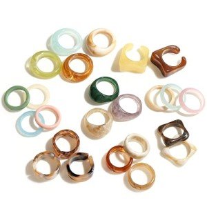 Colorful Chunky Resin Knuckle Rings Set for Women