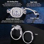 Elegant 925 Sterling Silver Wedding Engagement Ring Set
