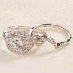 Elegant 925 Sterling Silver Wedding Engagement Ring Set