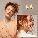 Chunky 14K Gold Plated Hoop Earrings Set