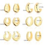 Chunky 14K Gold Plated Hoop Earrings Set