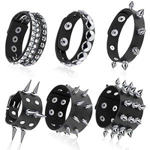 Punk Spike Leather Bracelets for Men and Women