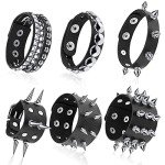 Punk Spike Leather Bracelets for Men and Women
