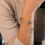 Chunky Gold Geometric Bangle Cuff Bracelet