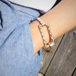 Chunky Gold Geometric Bangle Cuff Bracelet