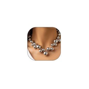 Chunky Pearl Choker Necklace with Gold Accents