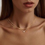 Dainty Layered Gold Plated Diamond Pendant Necklace