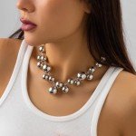 Chunky Pearl Choker Necklace with Gold Accents