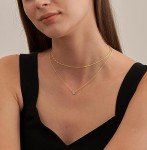 Dainty Layered Gold Plated Diamond Pendant Necklace
