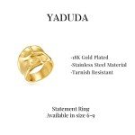 Chunky Vintage 18K Gold Plated Statement Rings