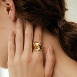 Chunky Vintage 18K Gold Plated Statement Rings