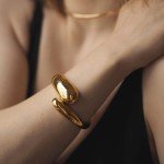 Gold Chunky Waterdrop Bangle Bracelet for Women