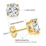 6 Pairs Yellow Gold Plated CZ Stud Earrings